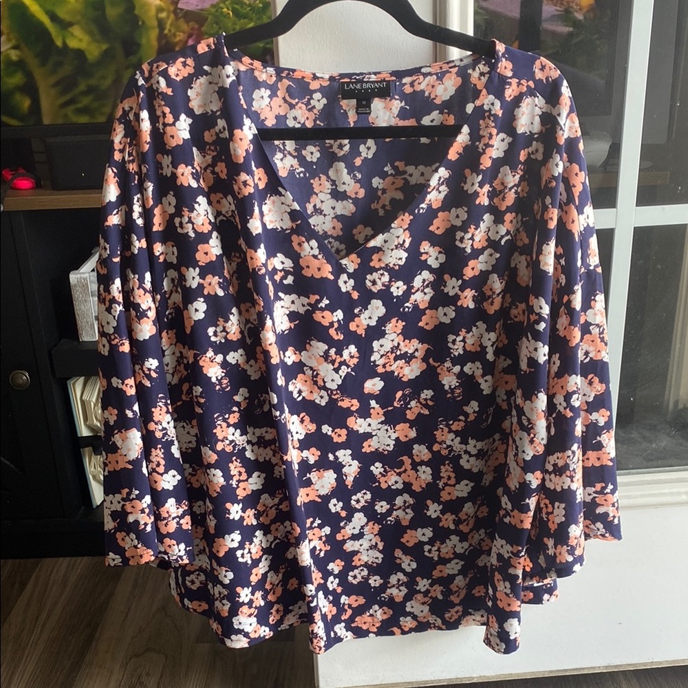 Lane Bryant Women's Floral Navy Top